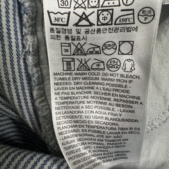 Levis Jeans Womens 4 Blue White Pinstripe Cropped Cuffed Stretch Denim Pants - Picture 8 of 12